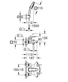 Смеситель для ванной Grohe Cubeo однорычажный с душевым набором хром 1018140000
