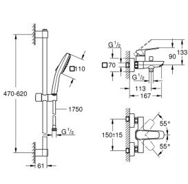 Смеситель для ванной Grohe Cubeo с душевым гарнитуром хром BF101813TC
