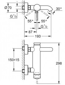Смеситель для ванной Grohe Essence однорычажный фантомный черный 25250KF1