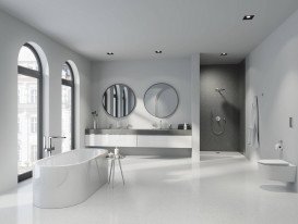 Смеситель для ванной Grohe Plus напольный с ручным душем хром 23846003