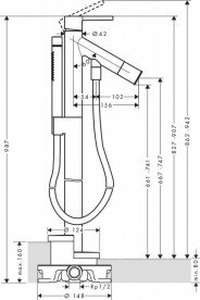 Змішувач для ванної кімнати Hansgrohe Axor Starck підлоговий з ручним душем шліфований чорний хром 10455340
