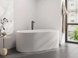 Смеситель для ванной Hansgrohe Finoris напольный с душевым гарнитуром черный матовый хром 76445340