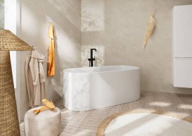 Смеситель для ванной Hansgrohe Tecturis S напольный с ручным душем матовый черный 73440670