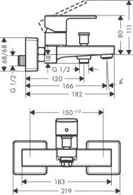 Змішувач для ванни Hansgrohe Vernis Shape одноважільний латунь чорний матовий 71450670