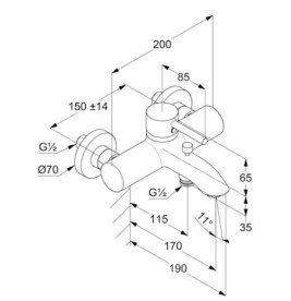 Змішувач для ванної кімнати Kludi Bozz одноважільний брошуроване золото PVD 38691N076