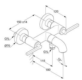 Смеситель для ванной Kludi Nova Fonte двухрычажный голубой матовый 20540O415