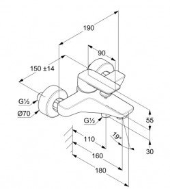 Змішувач для ванної кімнати Kludi Pure&Style одноважільний чорний матовий 406813975