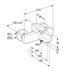 Смеситель для ванной Kludi Renon однорычажный оружейная сталь PVD 42691N275