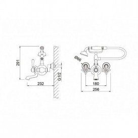 Змішувач для ванної Kraus Apollo настінний двохвентильний із душовою лійкою темний шоколад KEF-16060ORB