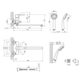 Змішувач для ванної кімнати Kroner KRM Elbe-C071 з душовим гарнітуром хром CV016437