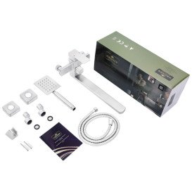 Смеситель для ванной Kroner KRP Edelstahl Kubus-ESG070 с душевым гарнитуром никель CV023011