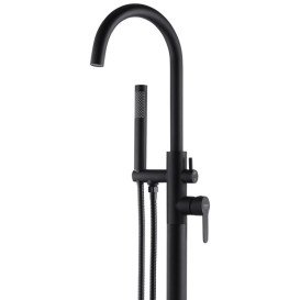 Змішувач для ванної кімнати Kroner KRP Edelstahl Klassisch SCH077 з душовим гарнітуром чорний CV029976