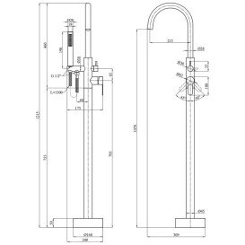 Змішувач для ванної кімнати Kroner KRP Edelstahl Klassisch SCH077 з душовим гарнітуром чорний CV029976