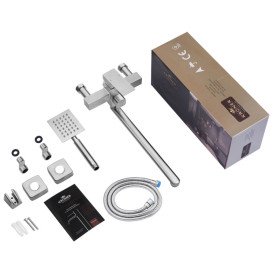 Змішувач для ванної кімнати Kroner KRP Edelstahl Kubus-ESG071 з душовим гарнітуром нержавіюча сталь CV036661