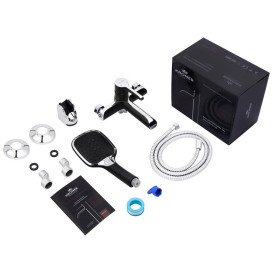 Змішувач для ванної кімнати Kroner KRP Essen-SCH060 з душовим гарнітуром хром/чорний CV024326