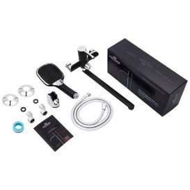 Змішувач для ванної кімнати Kroner KRP Essen-SCH070 з душовим гарнітуром хром/чорний CV024330