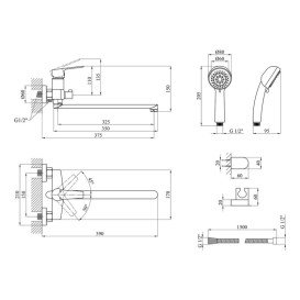 Смеситель для ванной Kroner KRP Hagen-C070 с душевым гарнитуром хром CV032243