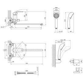 Смеситель для ванной Kroner KRP Konstante-C072 с душевым гарнитуром хром CV023593