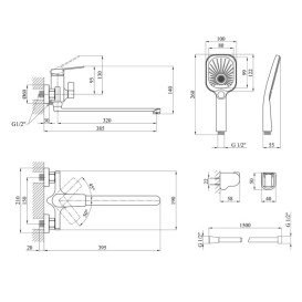 Смеситель для ванной Kroner KRP Makon-GRP070 с душевым гарнитуром графит CV033861