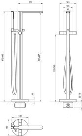 Змішувач для ванної кімнати Ravak Chrome II з душовим гарнітуром чорний X070468