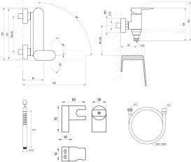 Смеситель для ванной Ravak Chrome II с душевым гарнитуром хром глянцевый X07S119
