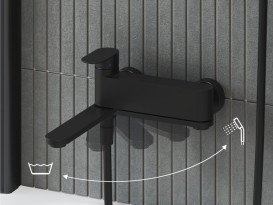 Смеситель для ванной Ravak Chrome II с душевым гарнитуром матовый черный X07S120