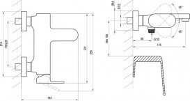 Змішувач для ванної кімнати Ravak Eleganta настінний одноважільний графіт матовий X070330