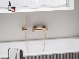 Смеситель для ванной Ravak Eleganta с душевым гарнитуром матовое розовое золото X07S137