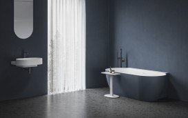 Смеситель для ванной Ravak Espirit напольный с душевым гарнитуром черный матовый X070501