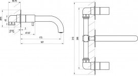 Змішувач для ванної кімнати Ravak Espirit настінний двоважільний білий матовий X070240
