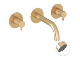 Змішувач для ванної кімнати Ravak Espirit настінний двоважільний золото матове X070601