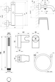 Змішувач для ванної кімнати Ravak Espirit з душовим гарнітуром матове рожеве золото X07S127