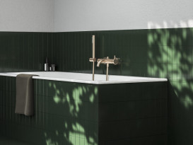 Змішувач для ванної кімнати Ravak Espirit з душовим гарнітуром матове рожеве золото X07S127