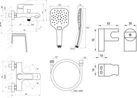 Смеситель для ванной Ravak Flat с душевым гарнитуром матовый черный X07S114