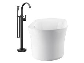 Смеситель для ванной Ravak Freedom напольный с душевым гарнитуром черный X070435