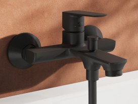 Смеситель для ванной Ravak Life с душевым гарнитуром матовый черный X07S110