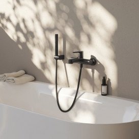 Смеситель для ванной Ravak Puri PU 022.20 настенный однорычажный черный X070185