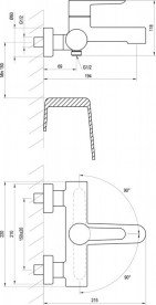 Смеситель для ванной Ravak Puri PU 022.20 настенный однорычажный черный X070185