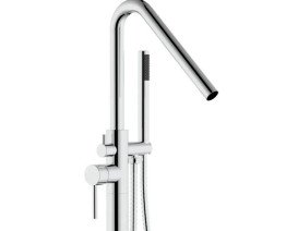 Змішувач для ванної кімнати Rea Aras підлоговий з душовим гарнітуром хром REA-B2718