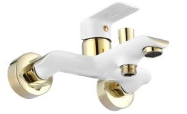 Змішувач для ванної Rea Bloom одноважільний з душовим гарнітуром білий/золото REA-B9932