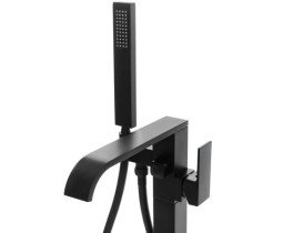 Смеситель для ванной Rea Carat напольный с душевым гарнитуром черный REA-B5423