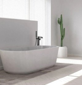 Змішувач для ванної кімнати Rea Carat підлоговий з душовим гарнітуром чорний REA-B5423