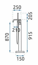 Змішувач для ванної кімнати Rea Carat підлоговий з душовим гарнітуром чорний REA-B5423