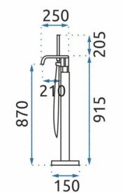 Змішувач для ванної кімнати Rea Carat підлоговий з душовим гарнітуром матове золото REA-B6522