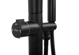 Змішувач для ванної кімнати Rea Clark підлоговий з душовим гарнітуром чорний REA-B5300