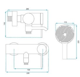 Змішувач для ванної кімнати Rea Clif одноважільний з душовим гарнітуром чорний REA-B4240
