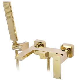 Смеситель для ванной Rea Fenix однорычажный с душевым гарнитуром золото REA-B5666