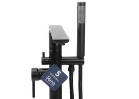 Змішувач для ванної кімнати Rea Flores підлоговий з душовим гарнітуром чорний REA-B2711