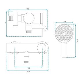 Смеситель для ванной Rea Foss однорычажный с душевым гарнитуром черный REA-B5099