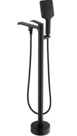 Смеситель для ванной Rea Hass напольный с душевым гарнитуром черный REA-B6401